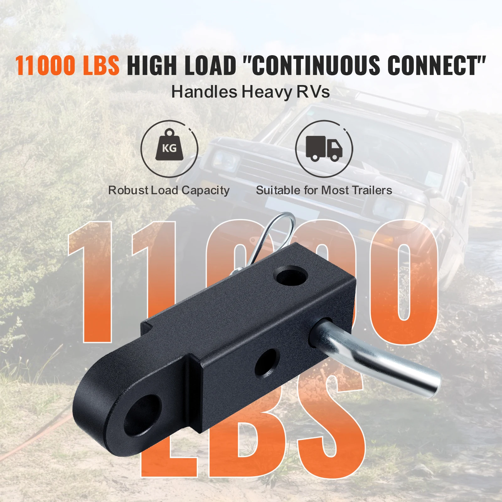 SucceBuy 52900lbs Shackle Hitch Receiver Fits 2" Receiver Towing Accessories with Trailer Hitch Lock Pin for Truck Jeep Off-Road