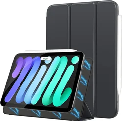 Premium Magnetic Tri - Folding PU Leather Tablet Cover - 8.3 Inch for iPad mini 7 2024 (Black)