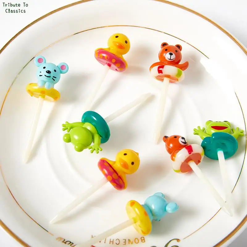 Description Picture 4 of itemAnimal Farm Dinosaur Fruit Fork Mini Cartoon Children Snack Cake Dessert Food Fruit Pick Toothpick Bento Lunches Party Decor