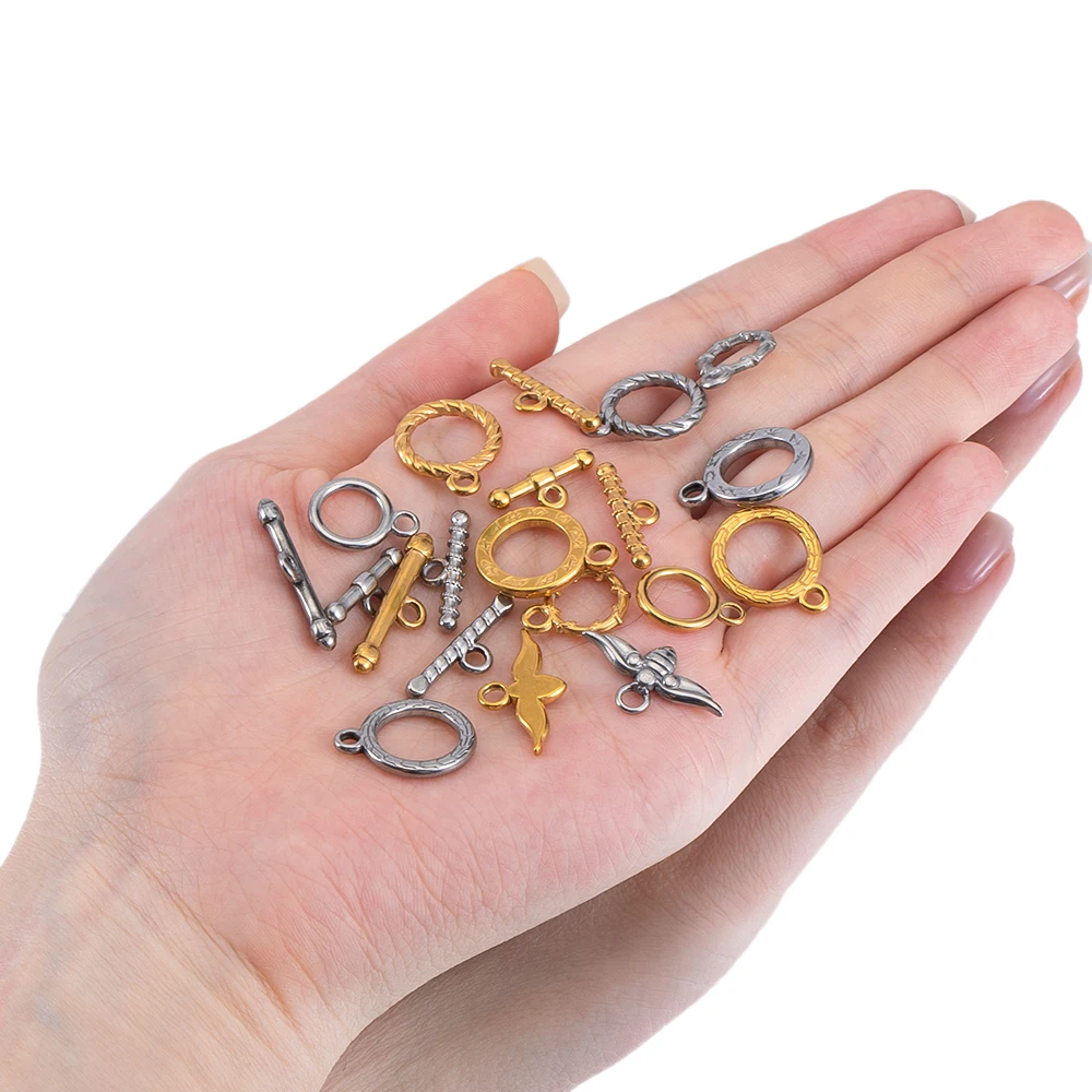 3Setst Edelstahl geprägt ot Knebel verschluss Haken Kreis Ringe Steck verbinder DIY Halsketten Armbänder Zubehör Schmuck herstellung – Detail 9