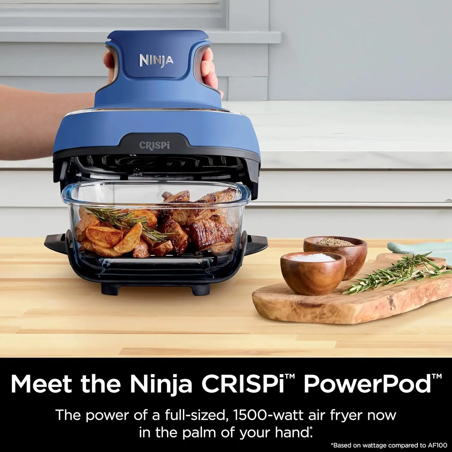 Home Cooking, Blue Air Fryer with Non-Toxic Glass, Microwave, Freezer & Dishwasher Safe, 4 QT & 6 Cup Containers 4