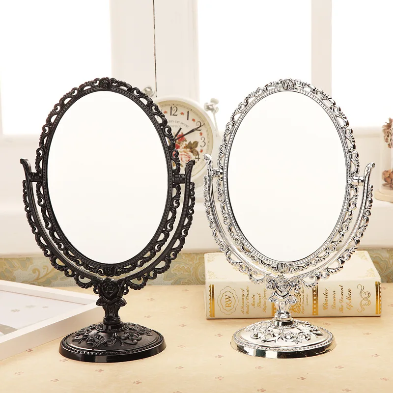 Nordic Plastic Vintage Decorative Mirror Small Round Make-up Bedroom Mirror Ins Table Room Standing Glass Mirror Decor Tool Lady светящаяся наклейка room decor звёздная фея 18х18 см