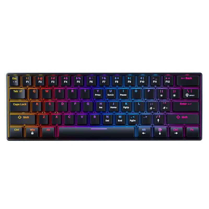 Ultra-Compact RGB Backlit Gaming Keyboard - 61-Key Mini Design