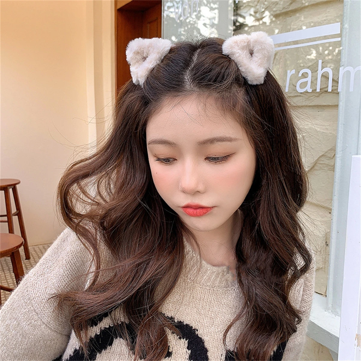 2 Stück Katzenohr-Plüsch-Haarspange, festes Haar, kleine Halteklammer, niedliches Styling-Haarnadel-Haar-Accessoire