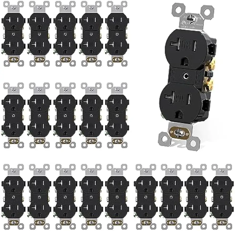 

AIDA Duplex Electrical Receptacle Outlets, 20Amp 125V Wall Outlet, Residential, TR, 3-Wire, Self-Grounding, UL Listed,