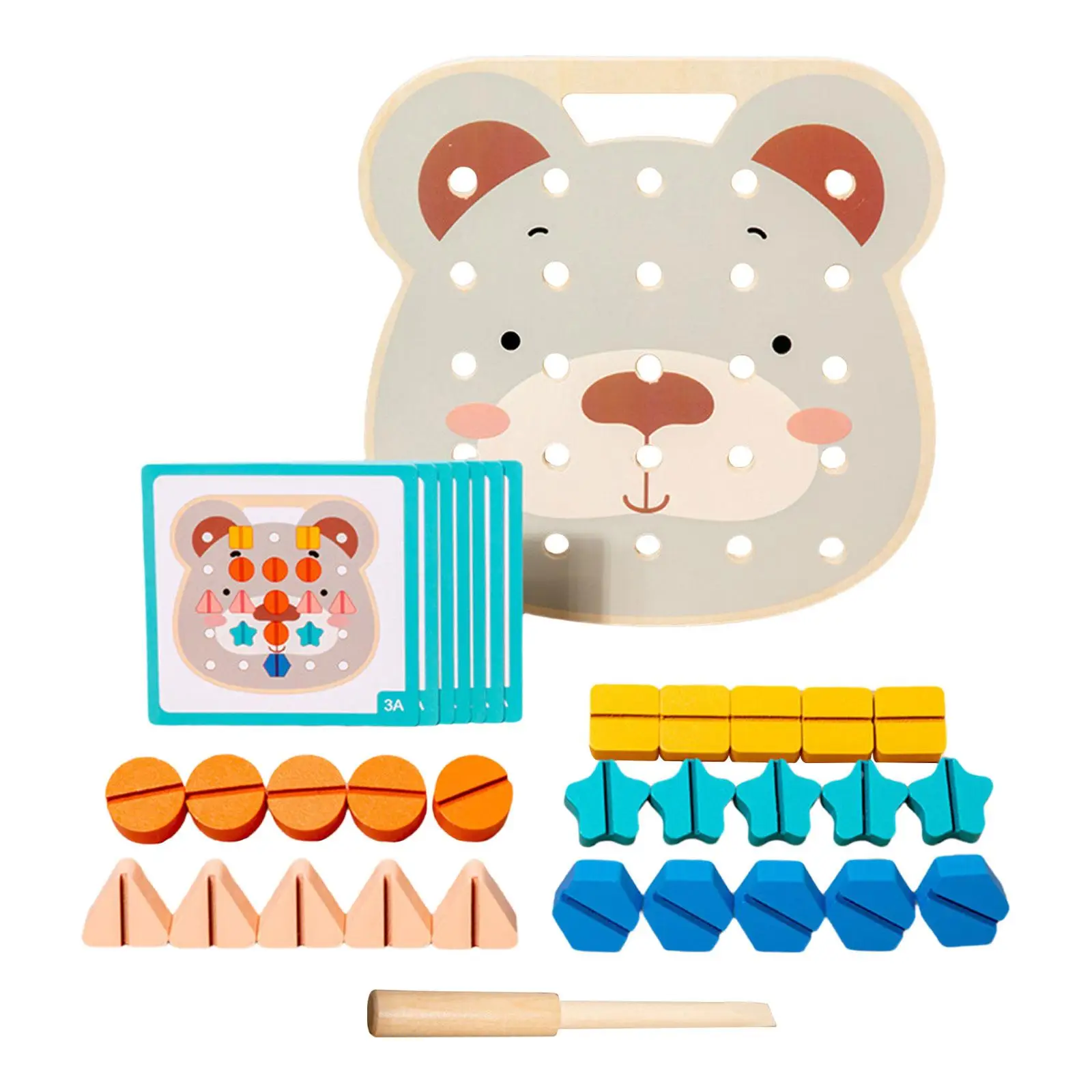 

Screw Nut Toy Montessori Shapes Puzzles Wooden Screw Matching Games Puzzle Toy for Toddlers