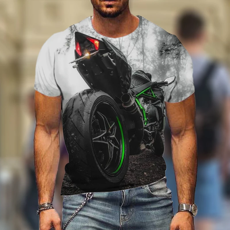 

Summer Men's T-shirt Cool Motorcycle racer 3D-printed fashion Top O Collar shirt plus size street wear XXS-6XL large