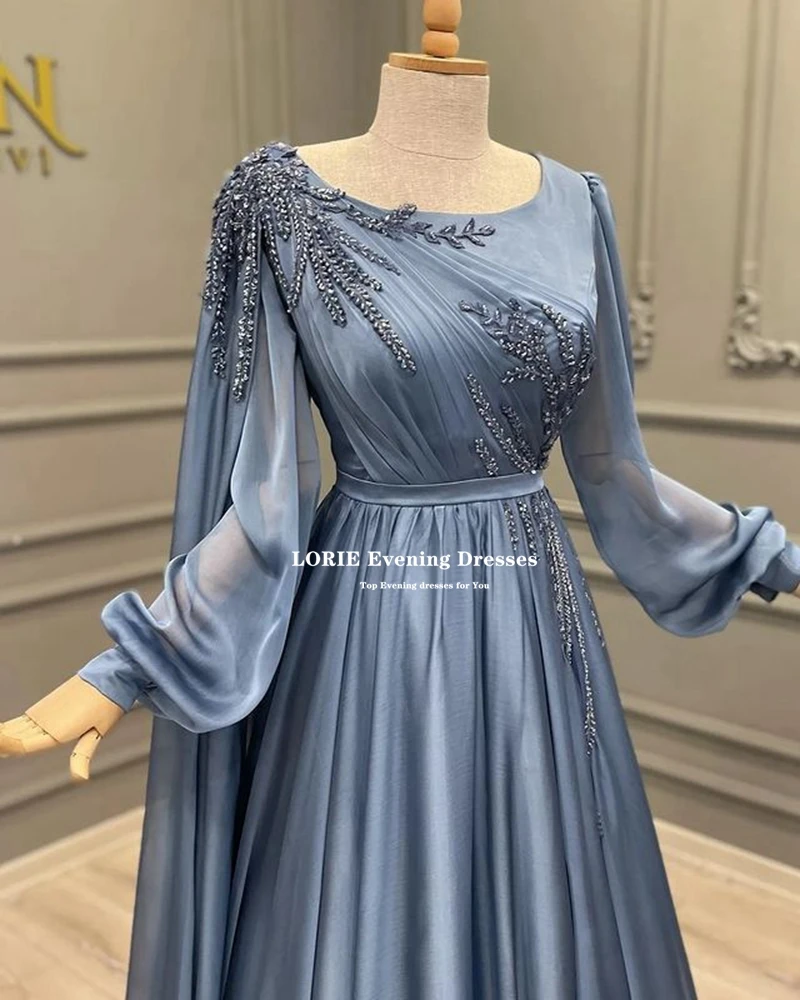 LORIE A-line Scoop Neck Arabia Prom Evening Dresses Cap Shoulder Long Sleeves Beaded Sequins Formal Party Gowns Robes De Soirée