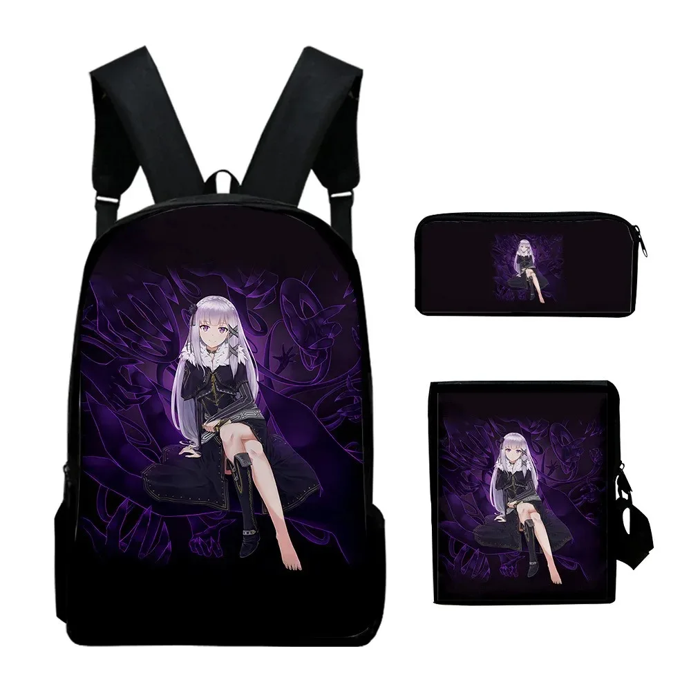Harajuku 3d laptop backpack, set of 3 pieces, with shoulder bag, case, life in a world other than zero