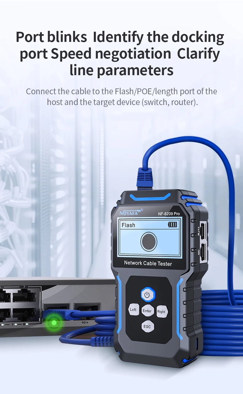 NOYAFA Kabeltester NF-8209Pro Kabelverfolgungsgerät Störungsfreier PoE-Tester Netzwerkkabeltester Kabellängenmesser Crimpprüfgerät – Detail 9
