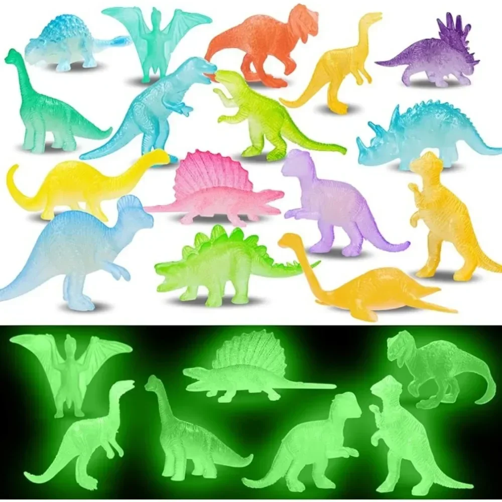 

2/16pcs/bag Mini Luminous Dinosaurs Glow in the Dark Dino Toys Treat Kids Birthday Party Favors Boy Girl Gifts Goody Bag Fillers