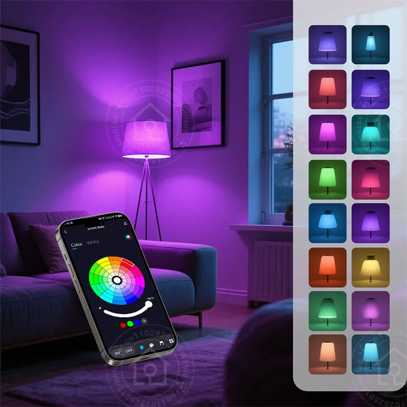 Smart led bulb Tuya Smart E27 Smart Life APP control dimmable Bluetooth RGB 220-240V 9W bedroom decoration party lighting