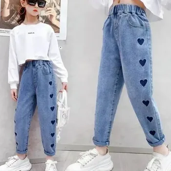 Girls Peach Heart Jeans 1