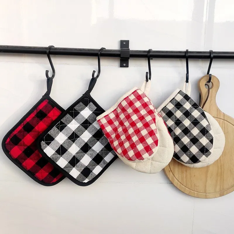 1 Pcs Kitchen Microwave Oven Anti-scalding Glove Dish Bowl Holder Baking Insulation Hand Clip Fashion Plaid Mitts Potholder Tray silicone oven mitts kitchen gloves silicone oven gloves cotton pot holders