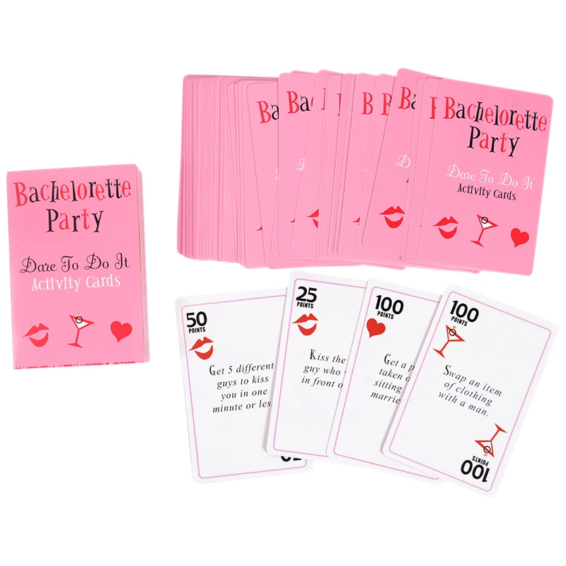52Pcs Bachelorette Party Dare Card Funny Game Card Girl Hen Night Party Bar Supplies Wedding Bridal Shower Gift Decoration Favor