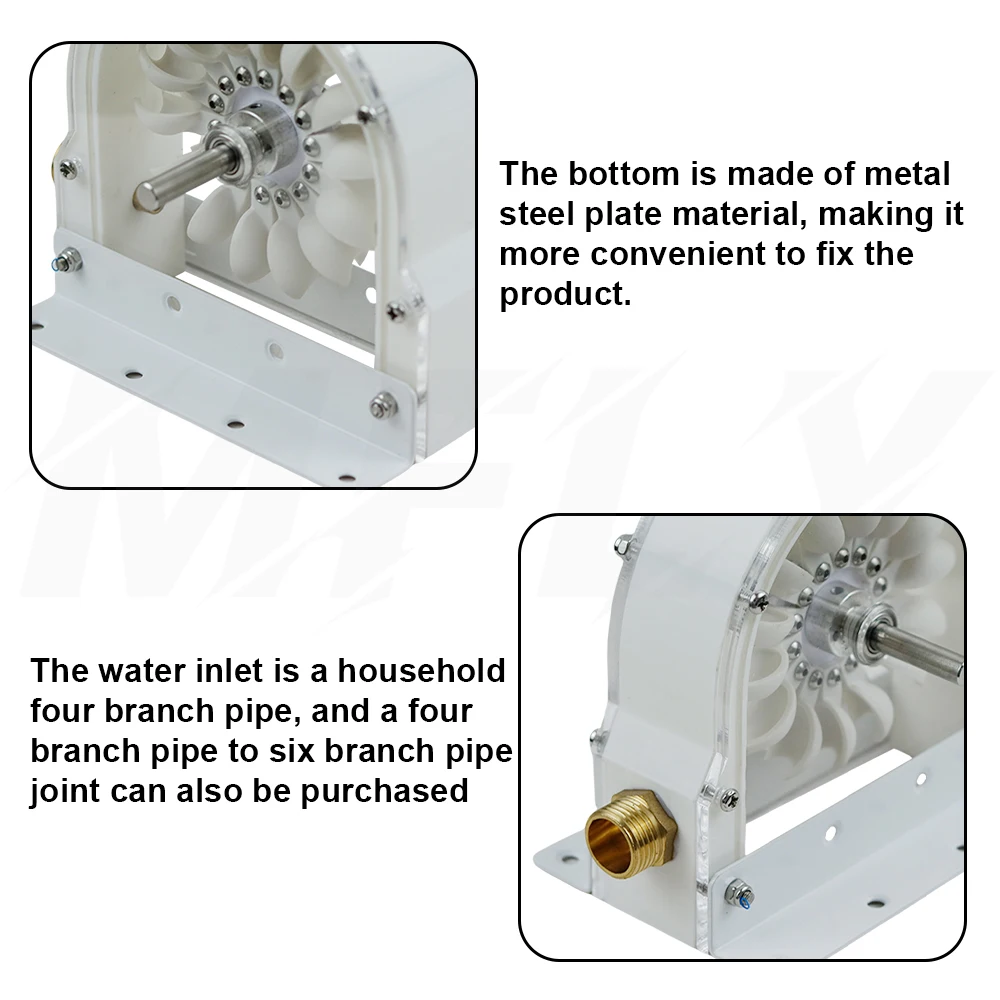 Wishcolor 100-300W 500-4000RPM Pelton Wheel Impulse Pelton Turbine with Adapter to DIY Hydroelectric Generator