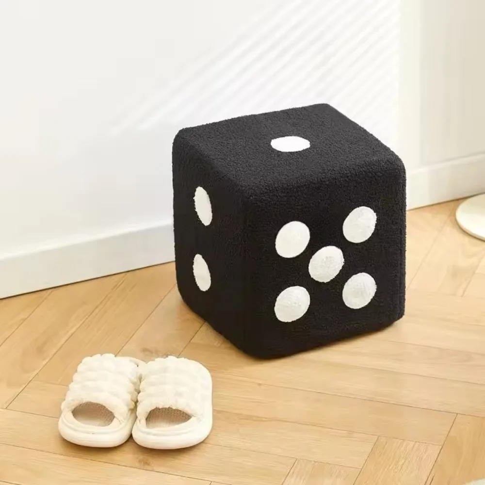 Dice Stool Lamb Velvet Household Cubic Shoe Stool Living Room Sofa Footstool Home Decoration Creative Plush Dice Leisure Stools