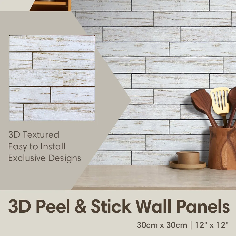 10 ชิ้น-3D Faux ไม้ Peel และ Stick ผนังแผง-กระเบื้อง PVC สติ๊กเกอร์ติดผนัง, การออกแบบสไตล์ Pastoral, ห้องนั่งเล่นตกแต่งผนังแผง 1