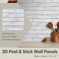 10 ชิ้น-3D Faux ไม้ Peel และ Stick ผนังแผง-กระเบื้อง PVC สติ๊กเกอร์ติดผนัง, การออกแบบสไตล์ Pastoral, ห้องนั่งเล่นตกแต่งผนังแผง 1