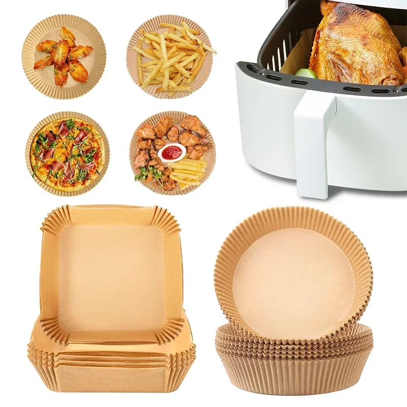 

X Large Square Air Fryer Paper Liners Disposable Parchment Liner Oil-proof Paper Tray Non-Stick Baking Mat Air Fryer Accessories
