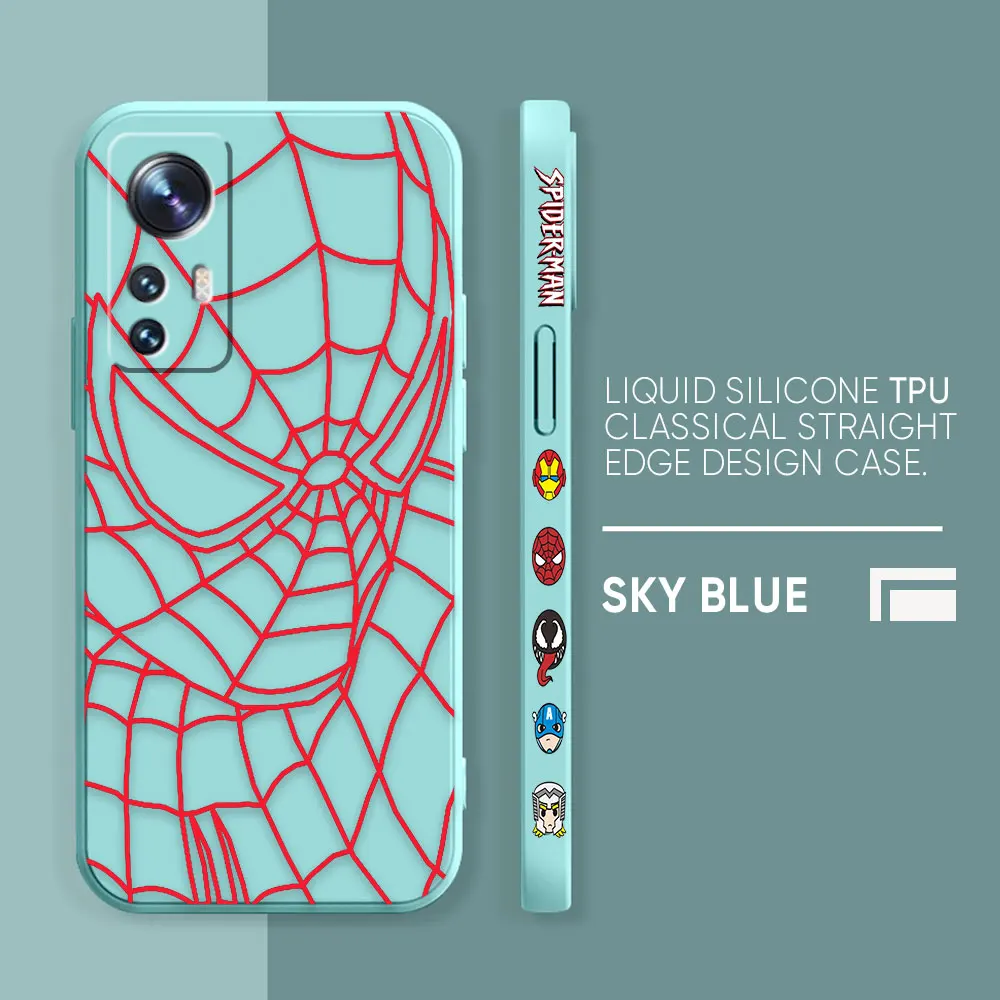 thumbnail image 1 of Case For Xiaomi 13 12 12S 11 11T 10 10S 9 9SE 8 8SE Pro Ultra Lite Colour Simple Liquid Silicone Case Marvel Spider-Man RED Line, 1 of 5