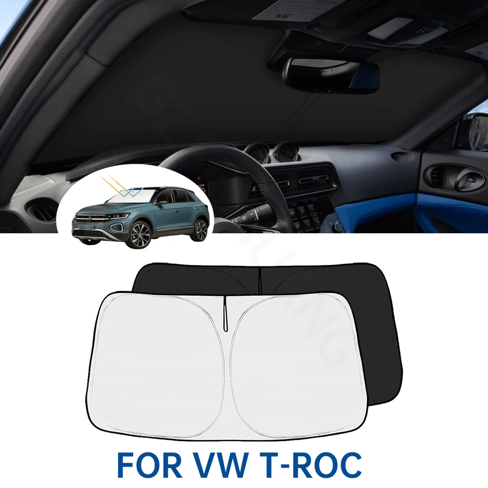 Parasol Plegable Para VW T-Roc – Negro, Protege Del Sol Y UV, Fácil De Guardar