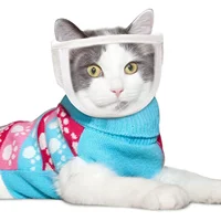 Breathable Clear Cat Muzzle Anti-Bite Grooming Cover Portable Head Hood Cover Cat Grooming Mouth Cover Adjustable Pet Supplies 2