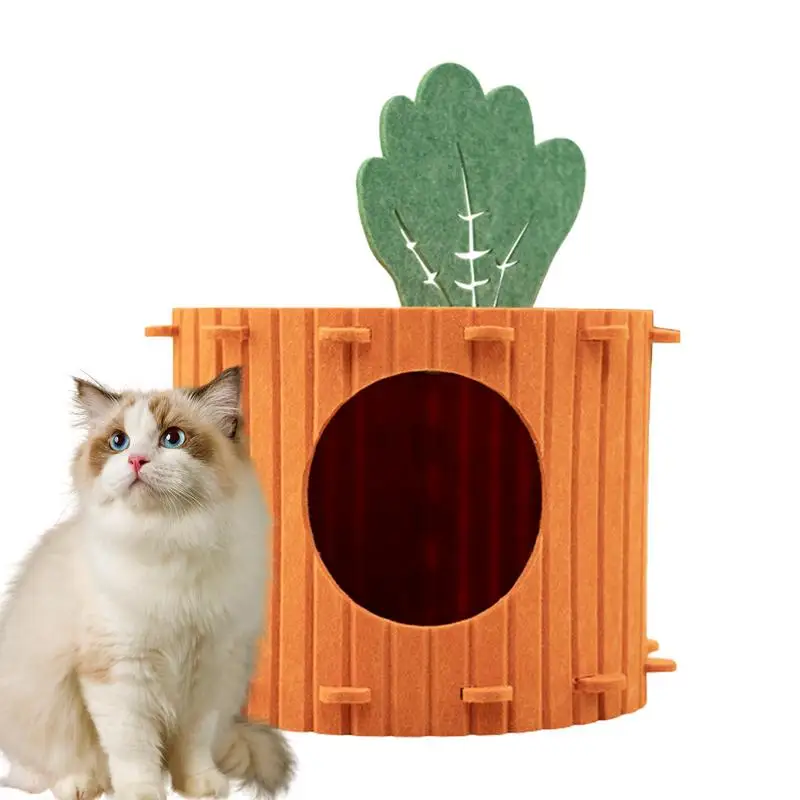 

Indoor Cat Cave Indoor Cat Semi-Enclosed House In Felt Anti-Scratch Cat Cave Detachable Bedding For Indoor Cats Resting For