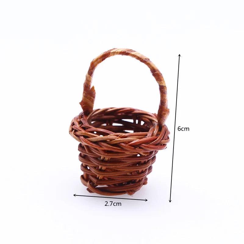 Dollhouse Miniature Rattan Woven Hand Willow Tiny Wicker Basket Easter Party Wedding Flower Picnic Mini Fairy Garden Decor