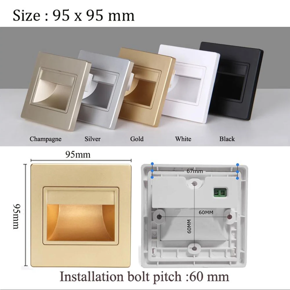 Recessed LED Step&Stair Wall Light 100-240V 1.5W 3000K/6000K For Modern Home Deck/Door Side/Hallway/Doorway/Passage Footlight
