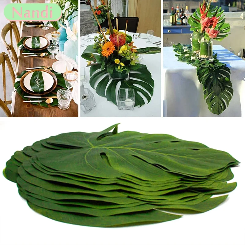 Artificial Tropical Palm Leaves Jungle Party Decoration Safari Animal s Summer Hawaiian Wedding Birthday Party Home Table Decor