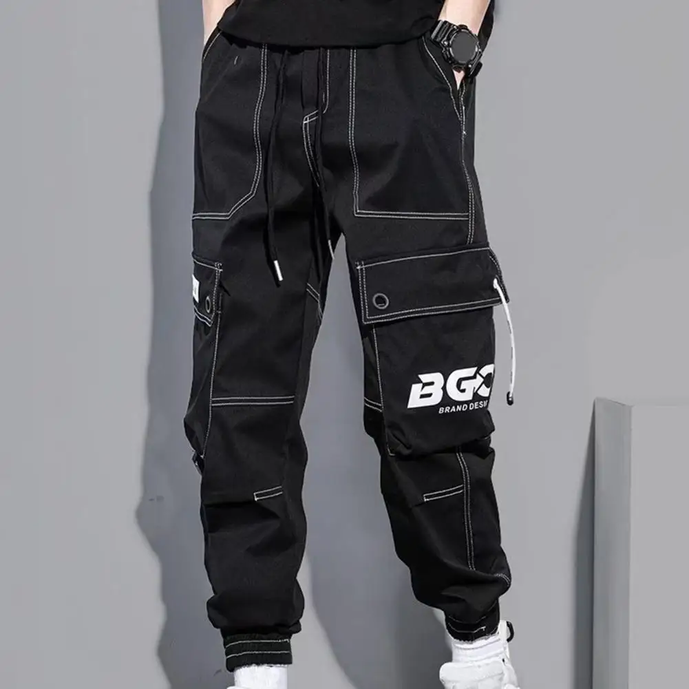 

Men Elastic Waist Cargo Pants Reinforced Pocket Men Trousers Men's Drawstring Cargo Pants with Elastic Waist Multi for Daily