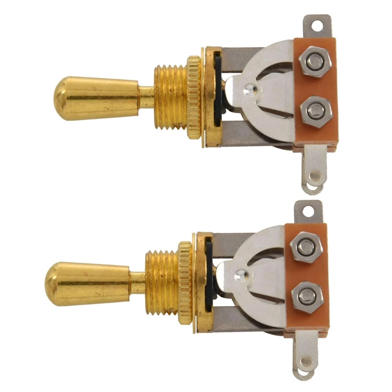 

2X Gold Electric Guitar 3 Way Toggle Switch Pickup Selector Switch With Brass Tip Knob