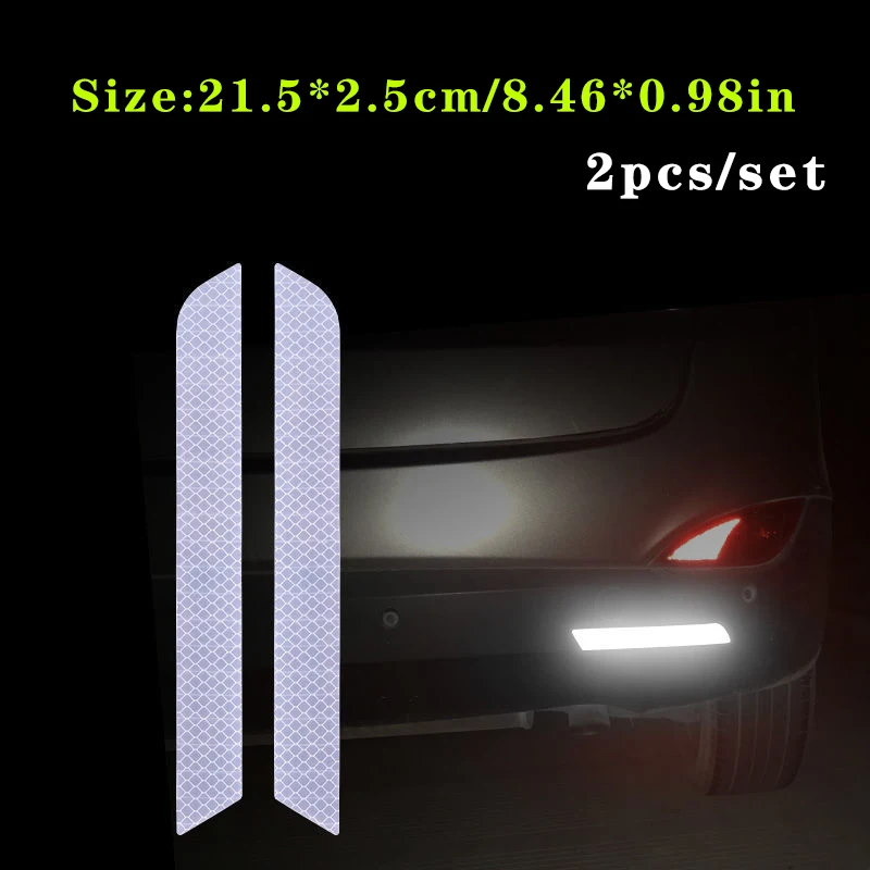 2pcs/set Car Bumper Reflective Safety Strip Stickers Car Rear Bumper Reflective Sticker Reflective Warning Safety Tape