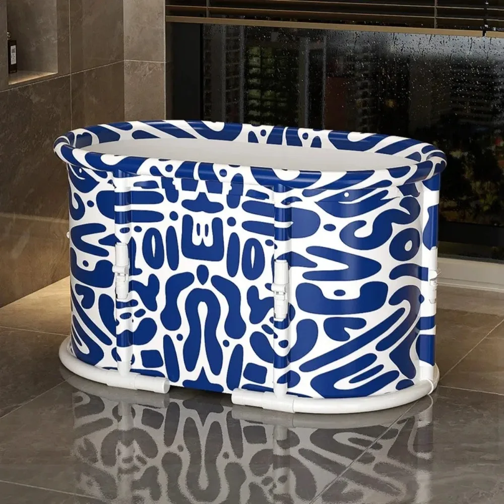 Folding Bathing Bucket Space Saving Stable Thickened Bracket Bath Tub Portable Shower Container Without Cover Bathroom Accessory