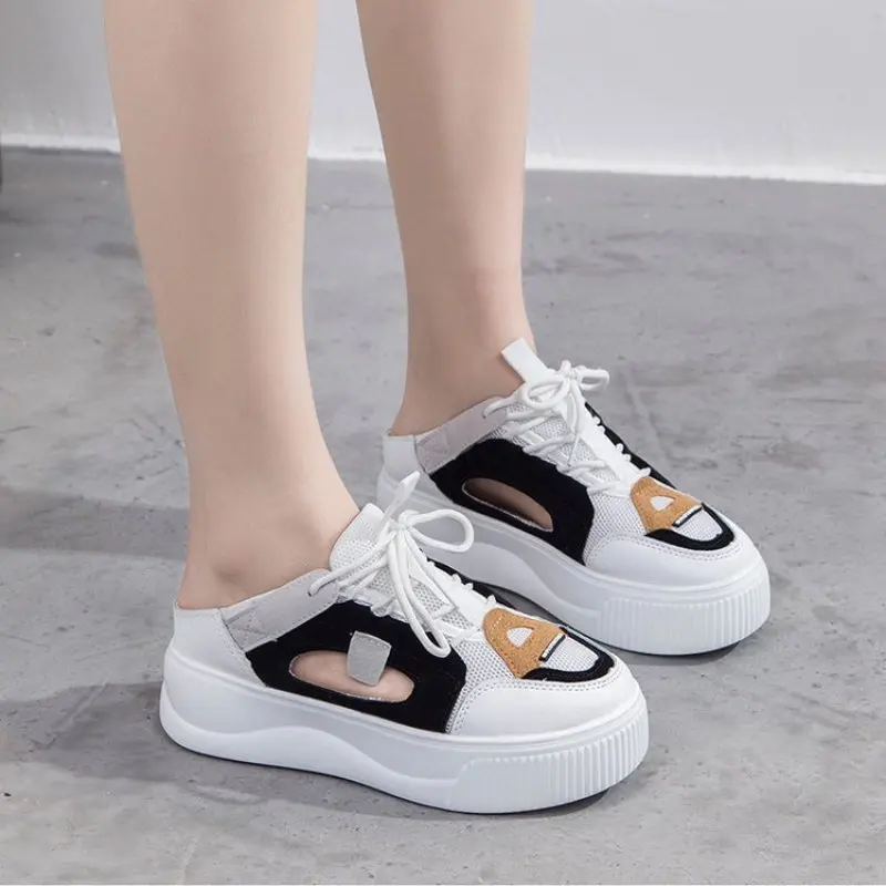 

Новинка Весна 2023 корейское издание толстая подошва полые слиперы Baotou для ленивых модная верхняя одежда