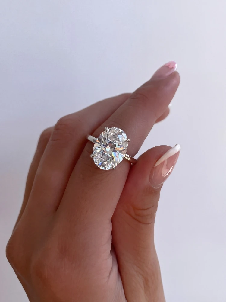 925 Sterling Silver Shiny Gorgeous 1-8CT Oval Zircon Ring For Women Engagement Wedding Luxury High Quality Fine Jewelry Image 2