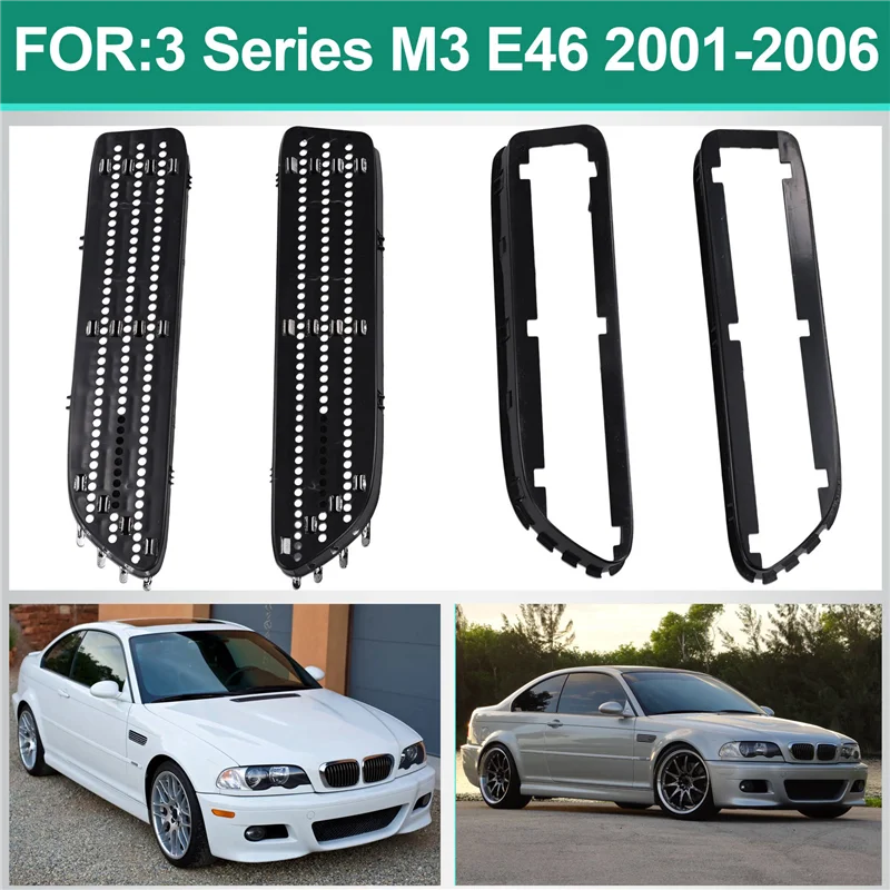 BMW 3 시리즈 M3 E46 2001-2006 펜더 에어 벤트 트림 커버 51137895913 51137895914 용 스테디 사이드 펜더 벤트 그릴