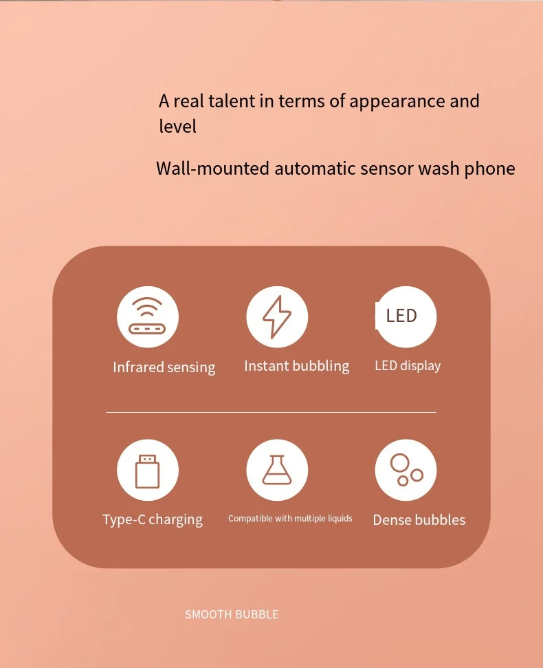 Smart Inductive Soap Dispenser USB Charging Waterproof Wall Mounted Foam Bathroom Supplies for Mobile Phone Washing