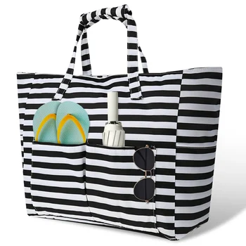 Borsa da spiaggia impermeabile da donna, grande borsa da trasporto con scomparto impermeabile, borsa a tracolla pieghevole da viaggio resistente alla sabbia