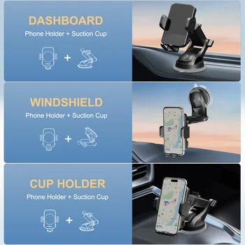 Wireless Car Charger Phone Holder 15W Fast Charge Station Mount Phone For IPhone 16 15 14 13 12 Pro Max 11 XR XS Samsung Galaxy 4