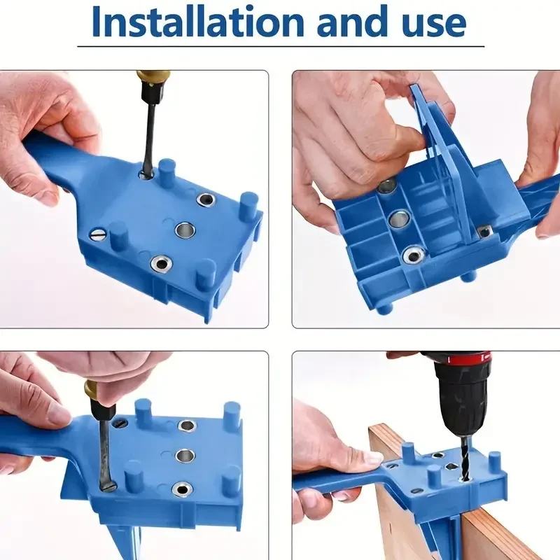 Woodworking Drill Guide Jig With Hole Locator 6/8/10mm Drill Bit Set for Straight Accurate Boring
