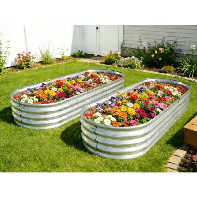 6 ft x 2 ft Raised Garden Bed Metal Elevated Planter for Vegetable Flower Herb 2pk
