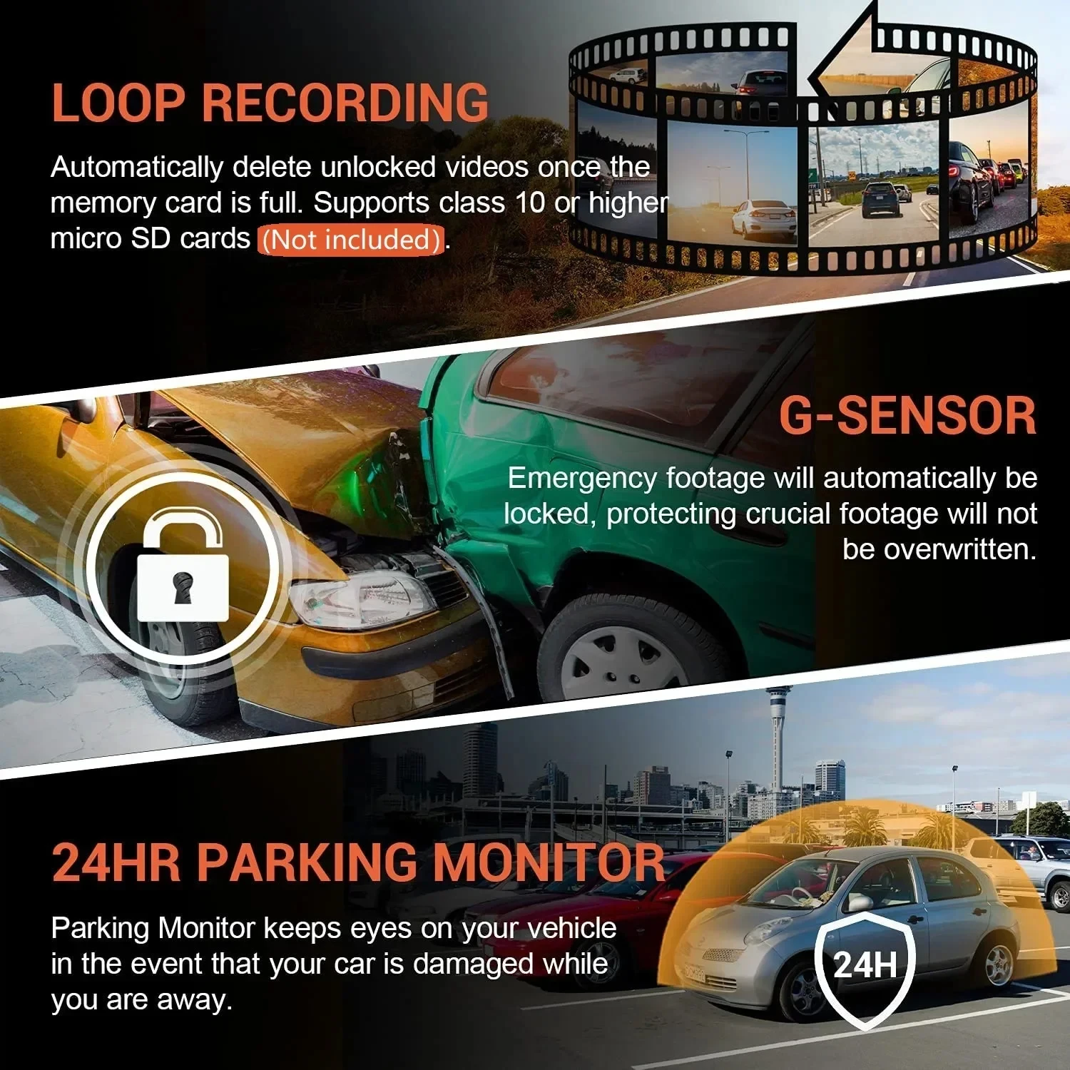 Dual Camera Car Dash Cam with WiFi and Night Vision