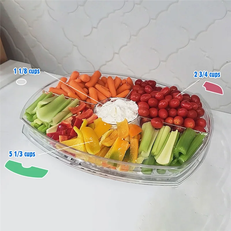 Chilled Serving Platters,Chilled Veggie Tray With Lid,Ice Serving Platters And Trays Cold Travel,Fruit Ice Serving Tray