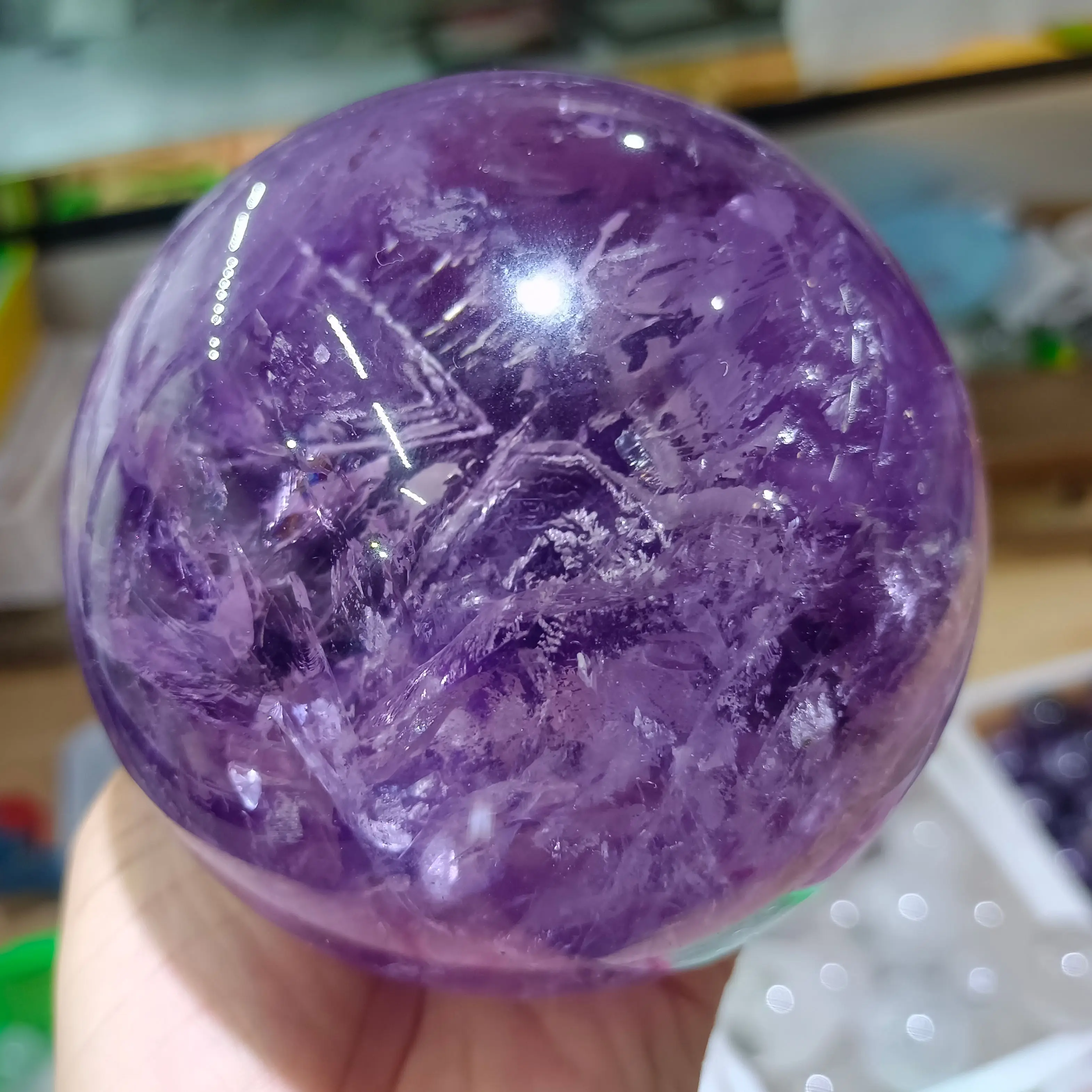 

Natural Purple Crystal Ball Energy Ore Home Office Decoration Craft Gifts Mineral Reiki Healing Wealth
