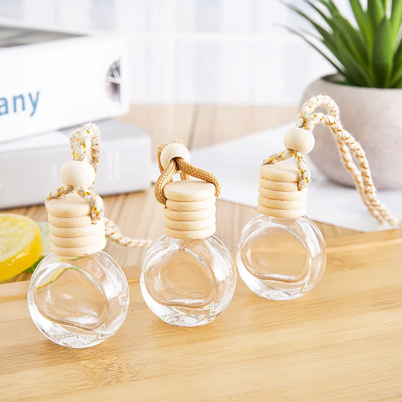 1/5pcs Car Perfume Bottle Air Freshener Car Pendant Perfume Ornament for Essential Oils Diffuser Fragrance Empty Glass Bottle