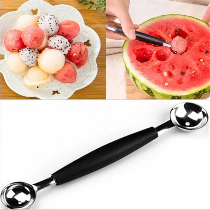 Melon watermelon Ball Scoop Fruit Spoon Ice Cream Sorbet Stainless Steel Double-end Cooking Tool Kitchen Accessories Gadgets