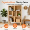 JHK 3 Tier Bookshelf Wooden 7 Cube Storage Organizer Display Bookcase Open Standing Shelf with Legs Graduated Shelves for Home