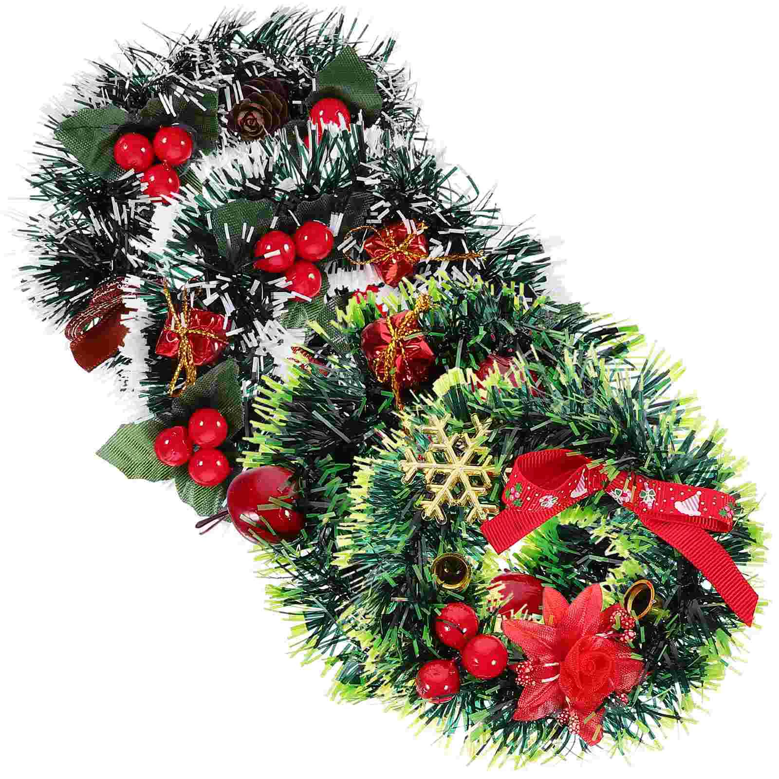 4 Pcs Unlit Christmas Wreath Pine Artificial Wreaths Decorations Party Mini Garland